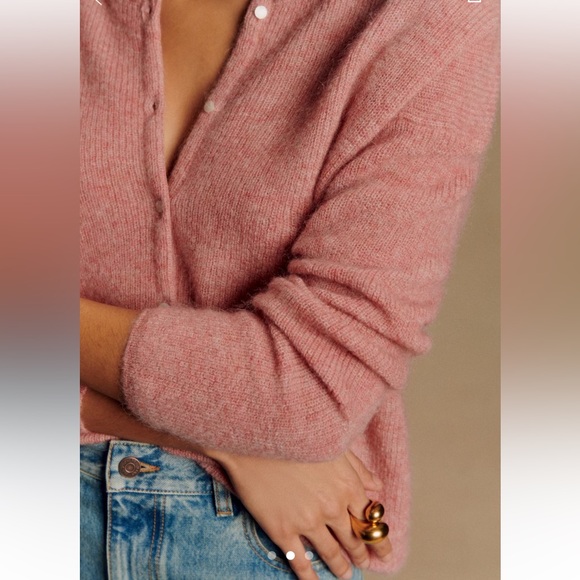 Sezane Gaspard Cardigan Rosewood Pink Medium - Picture 2 of 8